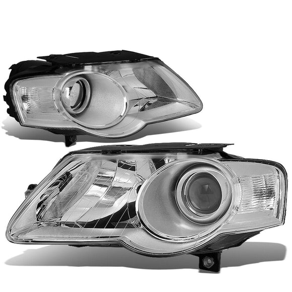 Fit 2006-2010 VW Passat Pair Chrome Housing Clear Side Projector Headlight/Lamps DPTMOTORSPORT