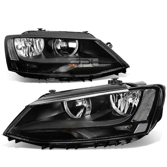 Fit 2011-2018 VW Jetta Mk6 Pair Black Housing Clear Corner Headlight/Lamp Set DPTMOTORSPORT